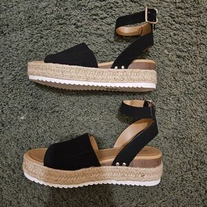 Soda Black Platform Espadrille Sandals
